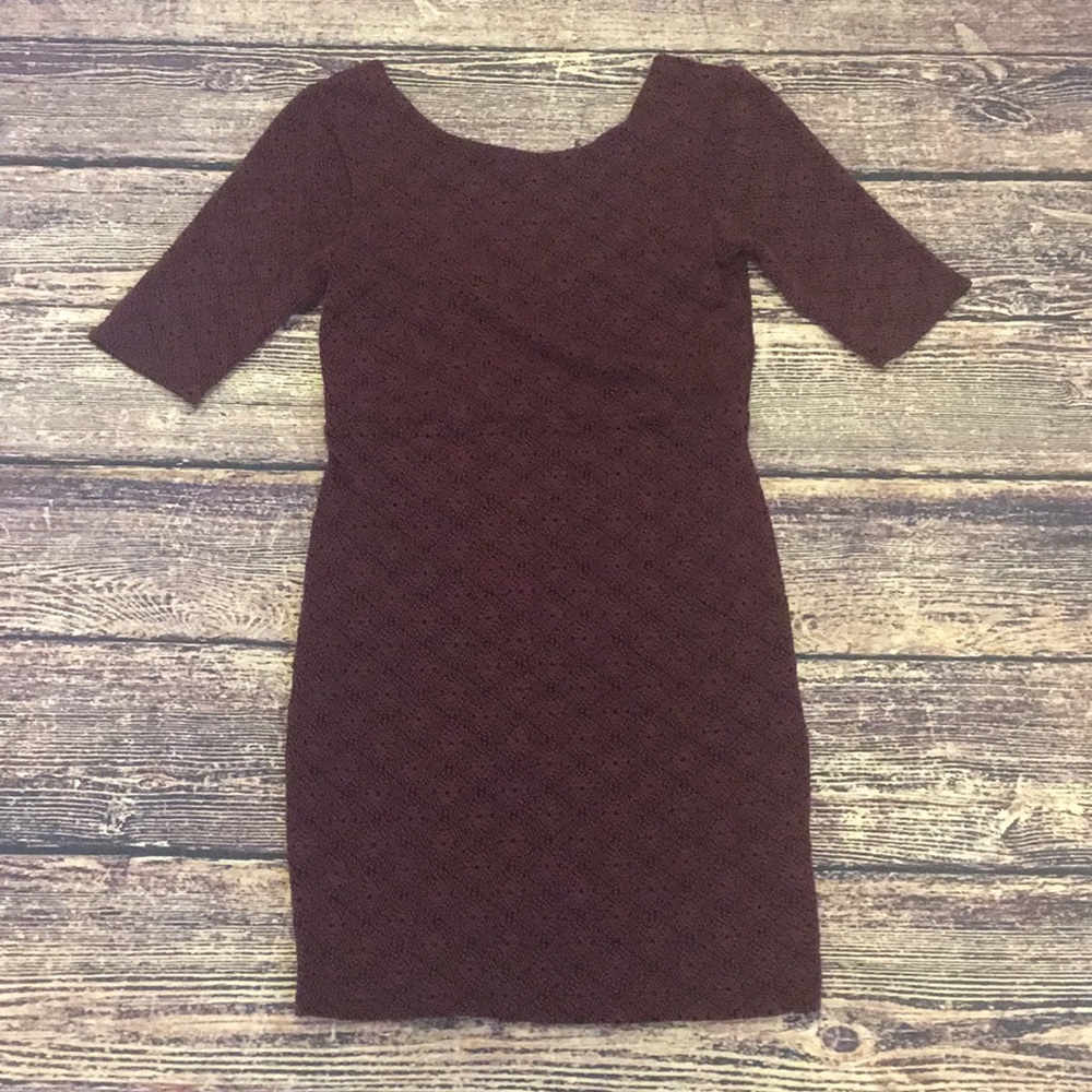 EUC Sz M Free People Bodycon Dress Maroon Burgundy